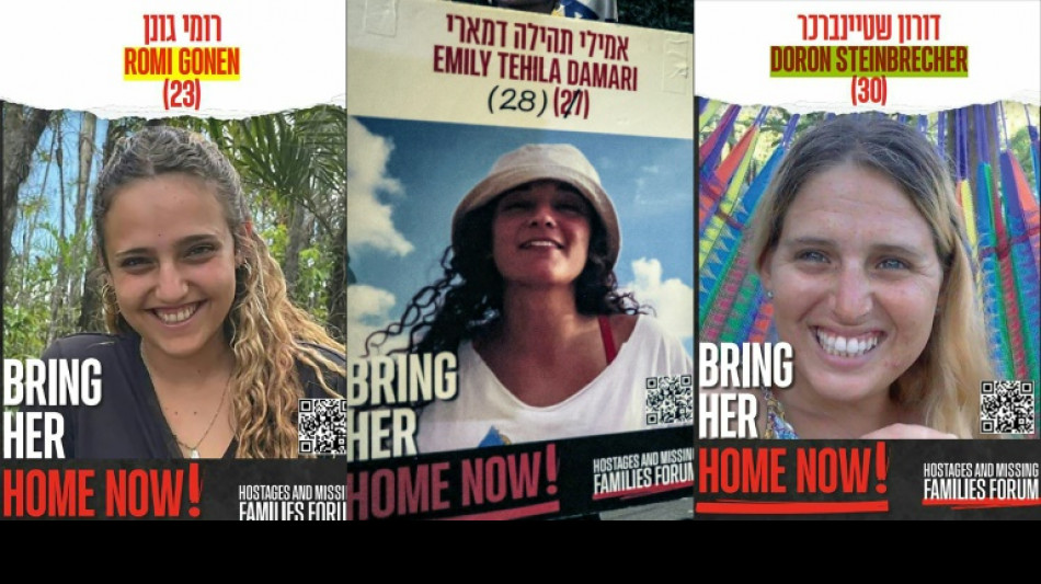 As tr&ecirc;s ref&eacute;ns israelenses libertadas pelo Hamas