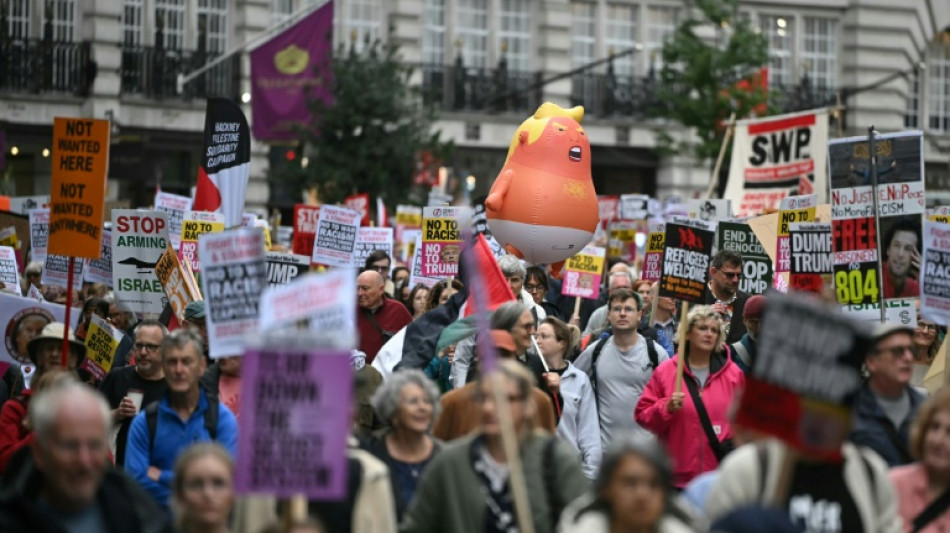 A Londres, des manifestants d&eacute;noncent le "tapis rouge" d&eacute;roul&eacute; &agrave; Trump