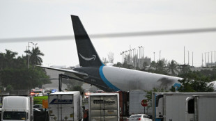 Avi&atilde;o de carga sai da pista,  atinge ve&iacute;culos e pega fogo em Miami