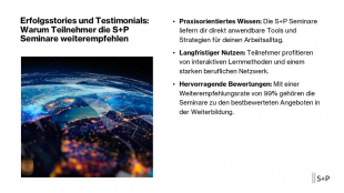 Teilnehmerstimmen: Warum S+P Seminare &uuml;berzeugen